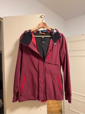 Orage burgundy Hooded windbreaker rain Jacket
